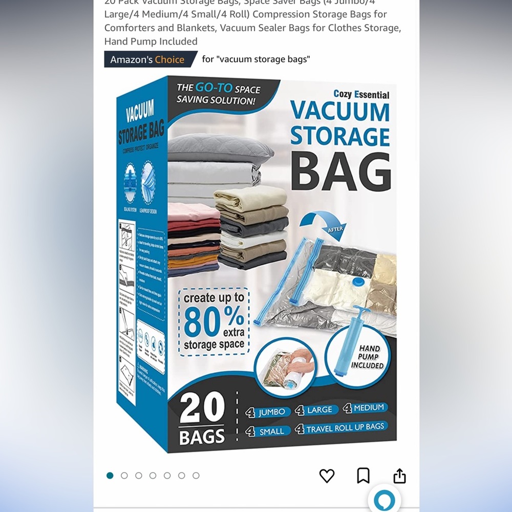 COPY - New still in box. Vacuum storage bags